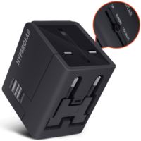HyperGear All-in-One World Travel Adapter Black w/ USB ports