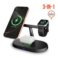 HyperGear MaxCharge Pro 3-in-1 Wireless Charging Stand with 15W Magnetic Wireless Fast Charge