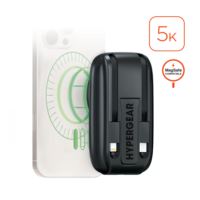 5,000mAh Mag Grip Go Magnetic Wireless Fast Charge Power Bank with Built-In Cables Black