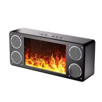 Portable Bluetooth Speaker with FM Radio and Fireplace Lighting Effects, L-45 (Black)