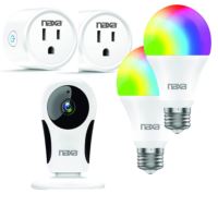 Naxa Wi-Fi Smart Home Kit, includes 1 Wi-Fi camera, 2 smart plugs & 2 smart light bulbs