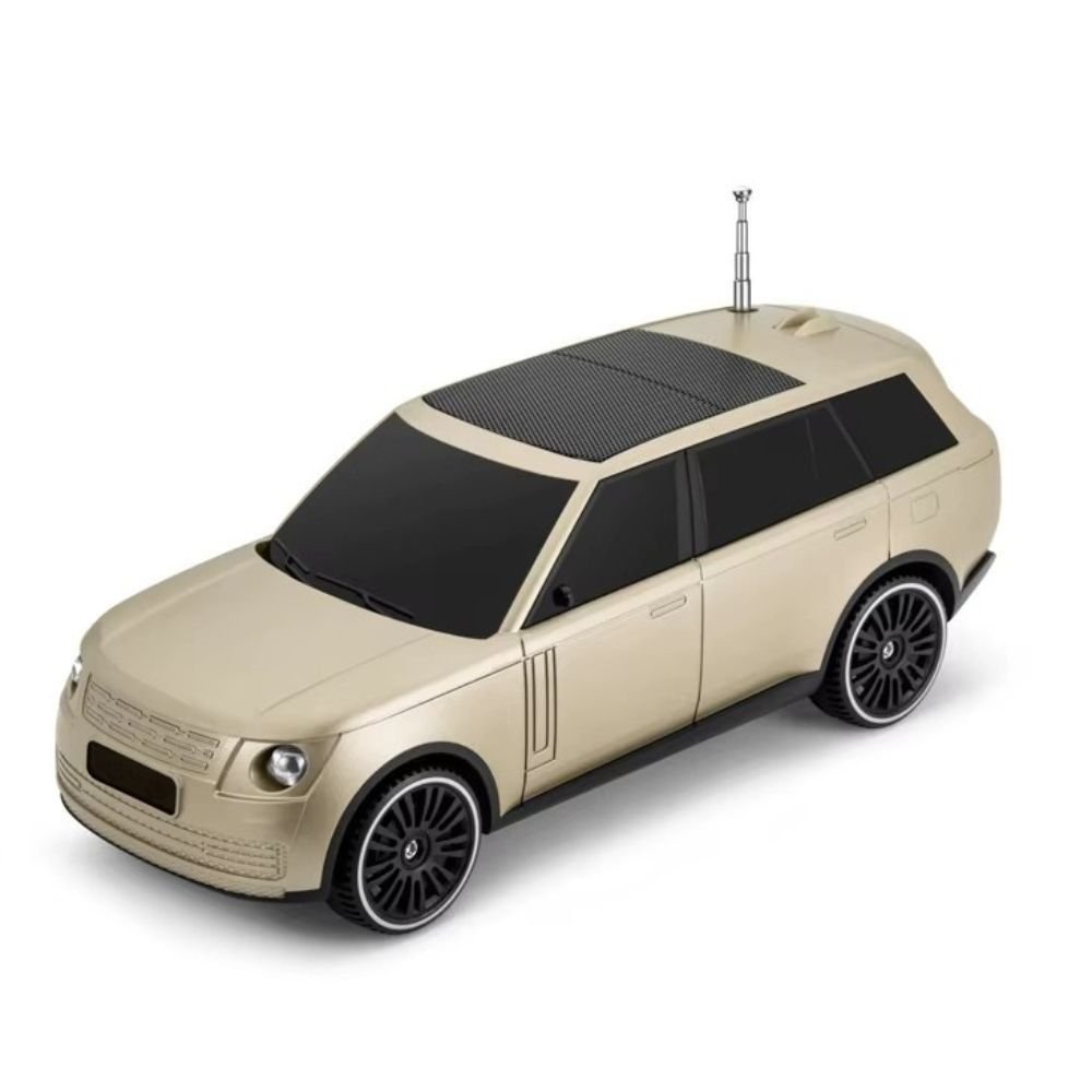 SUV-Inspired Bluetooth Speaker with Solar Charging & FM Radio – Portable Super Bass Stereo HFF119 (Gold)