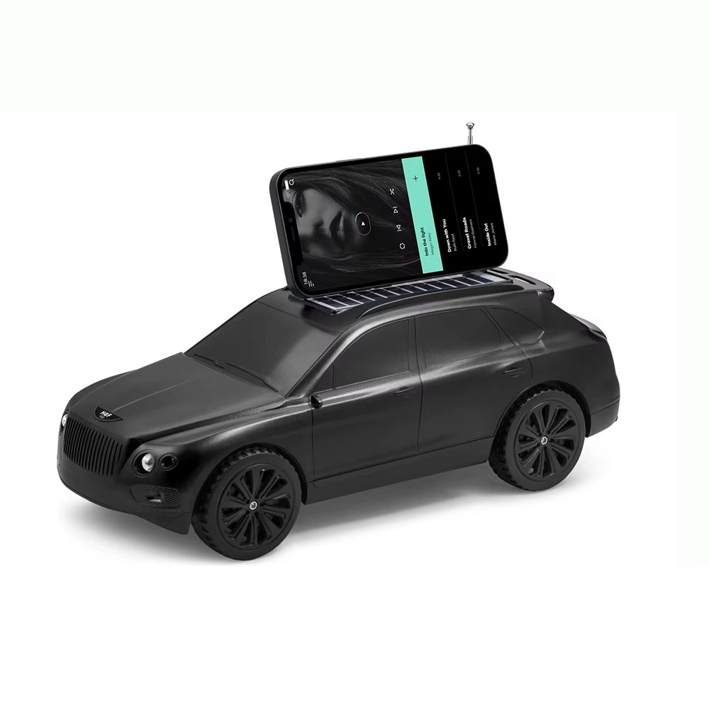 Luxury Car-Inspired Bluetooth Speaker with Solar Panel Charging & Robust Stereo Bass HFF68 (Black)