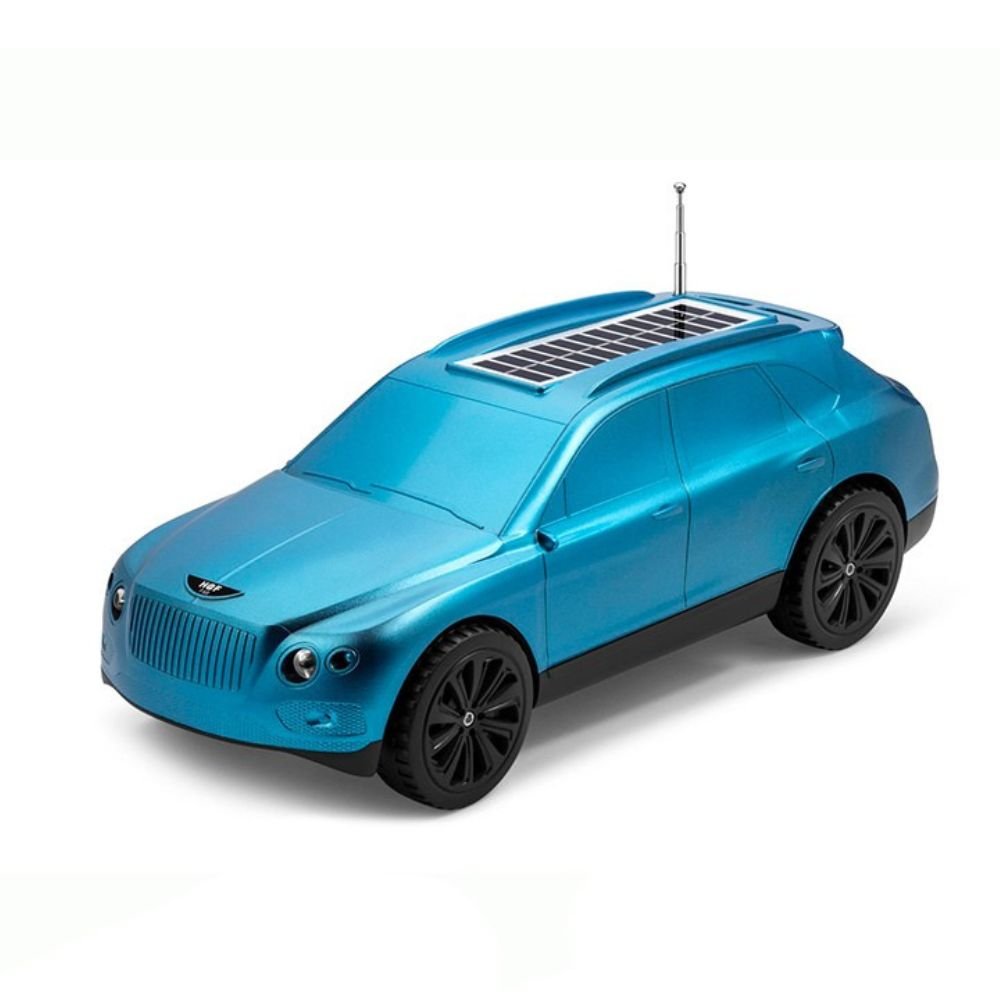 Luxury Car-Inspired Bluetooth Speaker with Solar Panel Charging & Robust Stereo Bass HFF68 (Blue)