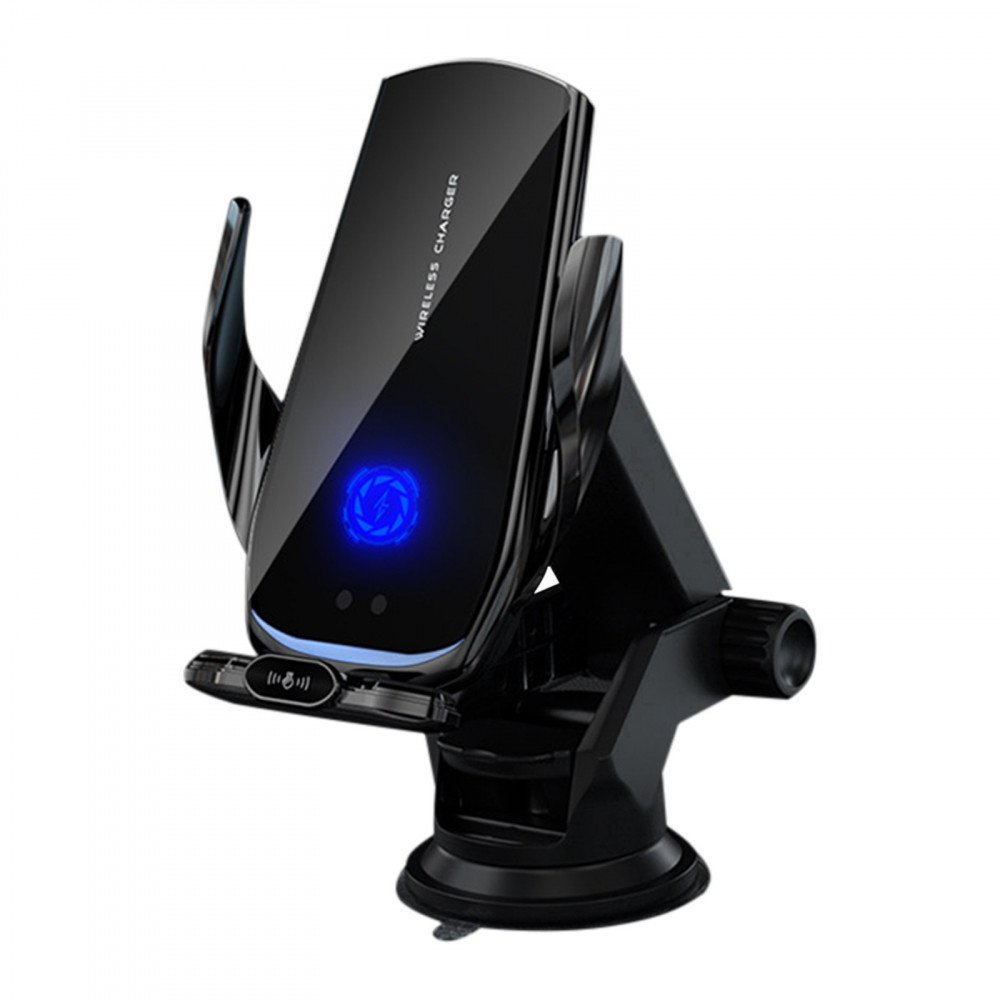 66W Magnetic Auto-Clamping Car Phone Mount Wireless Charger with Glass Panel and 3-in-1 Mounts (Black)