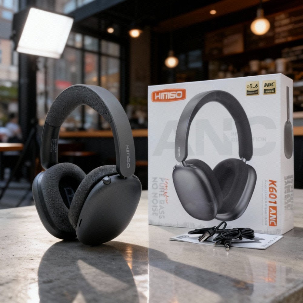 Over-Ear Bluetooth Wireless Surround Sound Headphones with Active Noise Cancellation and Micro SD Card Slot K601ANC (Black)