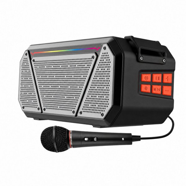 Carry Strap Loud Stereo Boombox Portable Bluetooth Speaker with Wireless Microphone and Remote (Black)