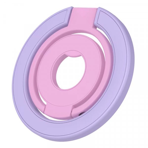 Double-Sided Magnetic MagSafe Ring Phone Holder Foldable WIth Adjustable KIckstand (Purple)