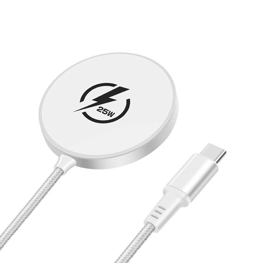 25W Magnetic MagSafe Wireless Charger with Foldable Kickstand (White)