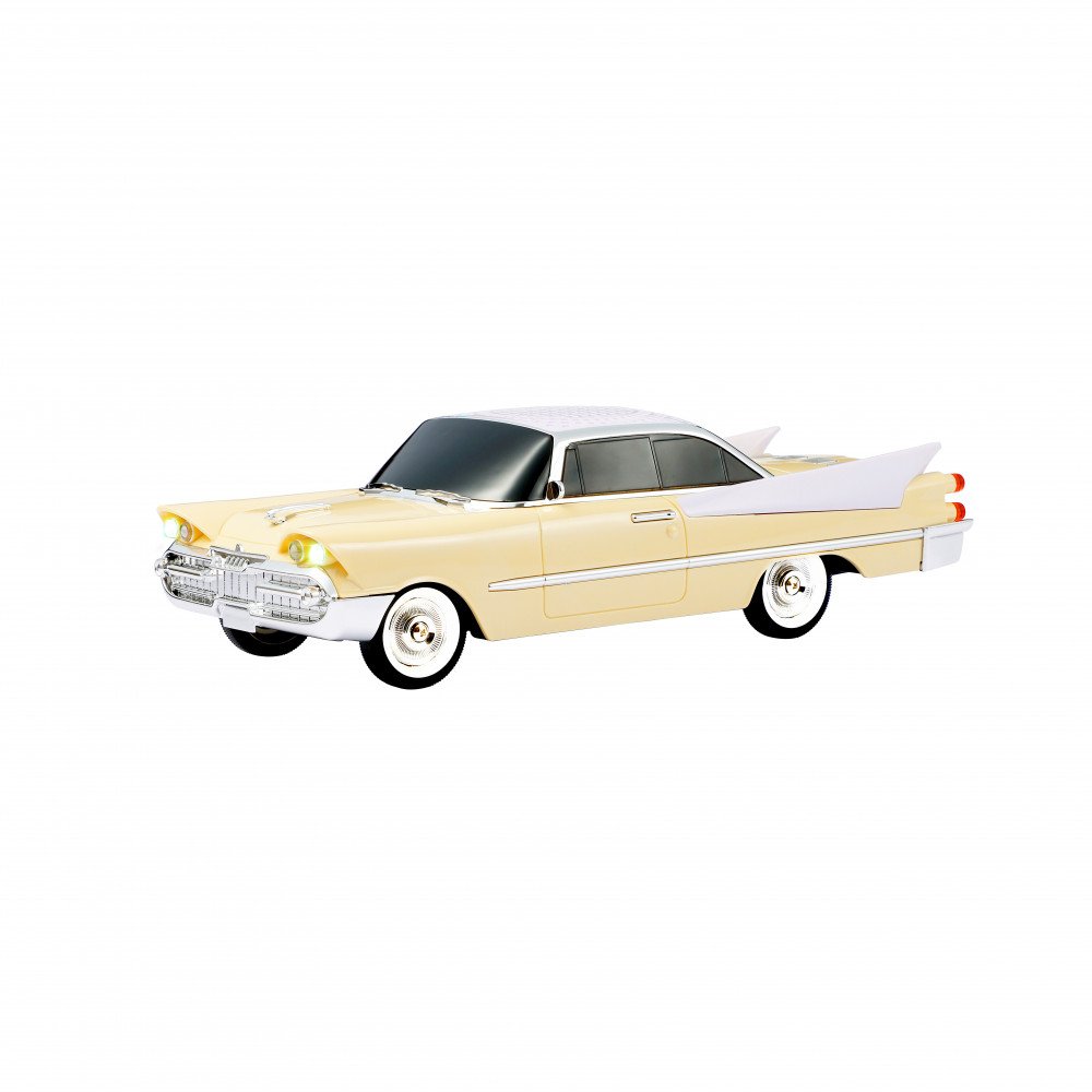 Retro 1959 Classic Car Shaped Bluetooth Speaker with LED Lights, FM Radio & USB-C Port WS1965 (Beige)