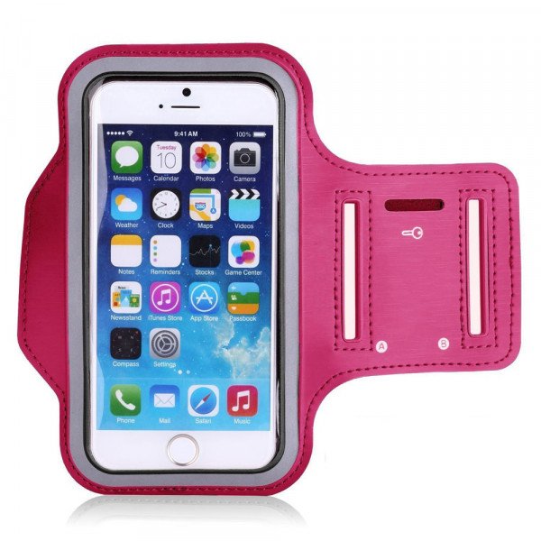 iPhone SE 2022 / 2020 / 8 / 7 Sports Armband with Key Pocket (Hot Pink)