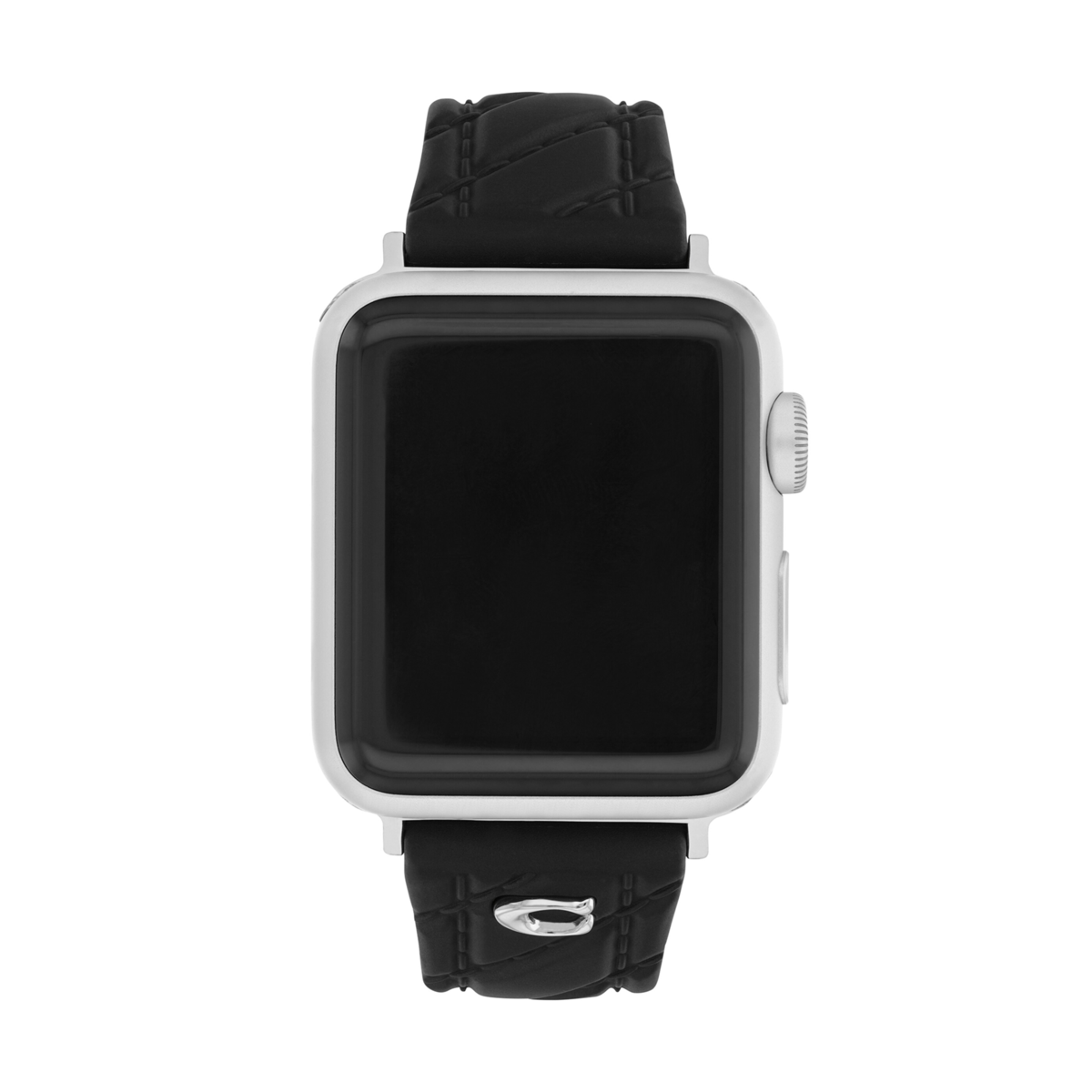 Women's Black Quilted Silicone Rubber Strap