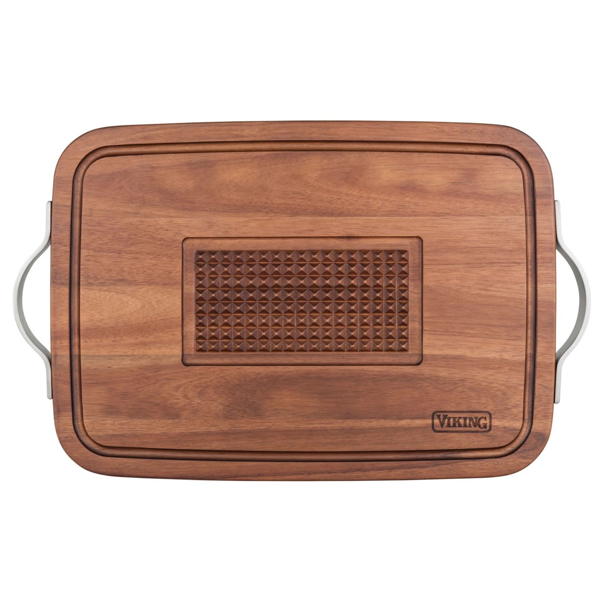 Acacia Carving Board with Juice Well and Metal Handle