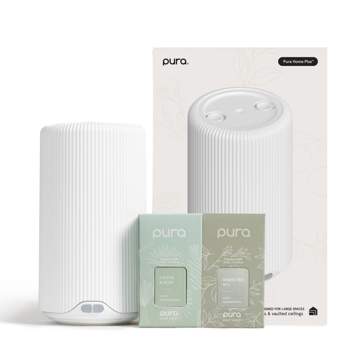 Home Plus Diffuser Set with White Tea No. 1 and Linens & Surf by pura