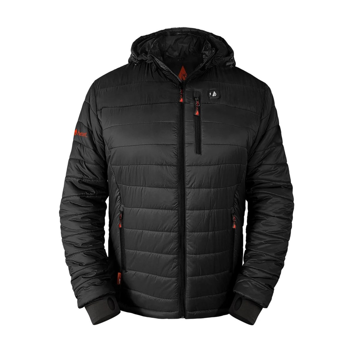 5V Men's Insulated Puffer Battery Heated Jacket with Hood - Black