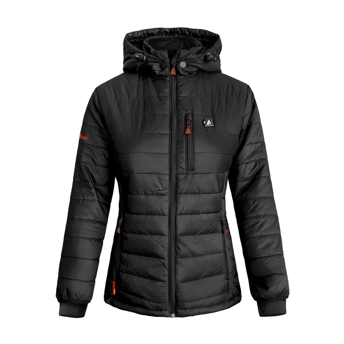 5V Women's Insulated Puffer Battery Heated Jacket with Hood - Black