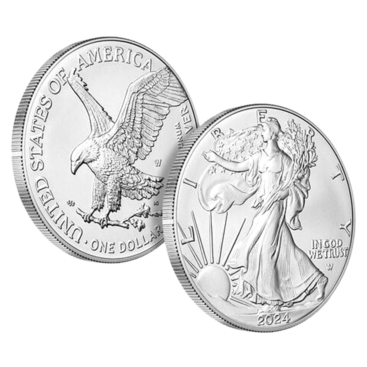Silver US Treasury American Eagle 1 Ounce Silver Coin, 6 Coin Package