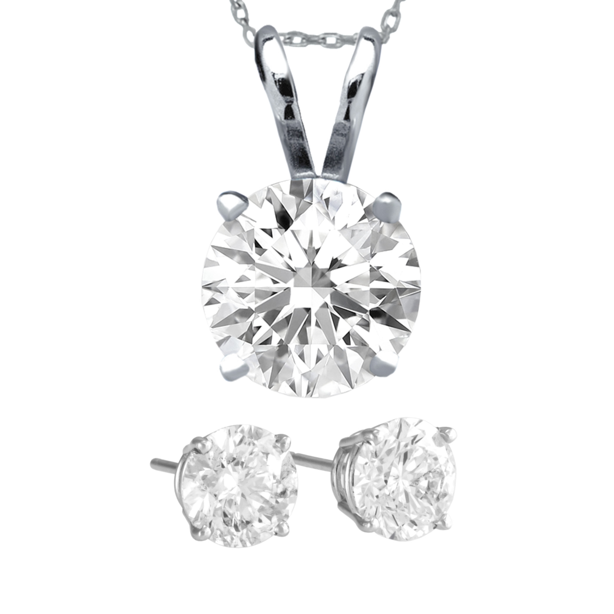 Cubic Zirconia Royal Stud Earrings and Dream Necklace Set