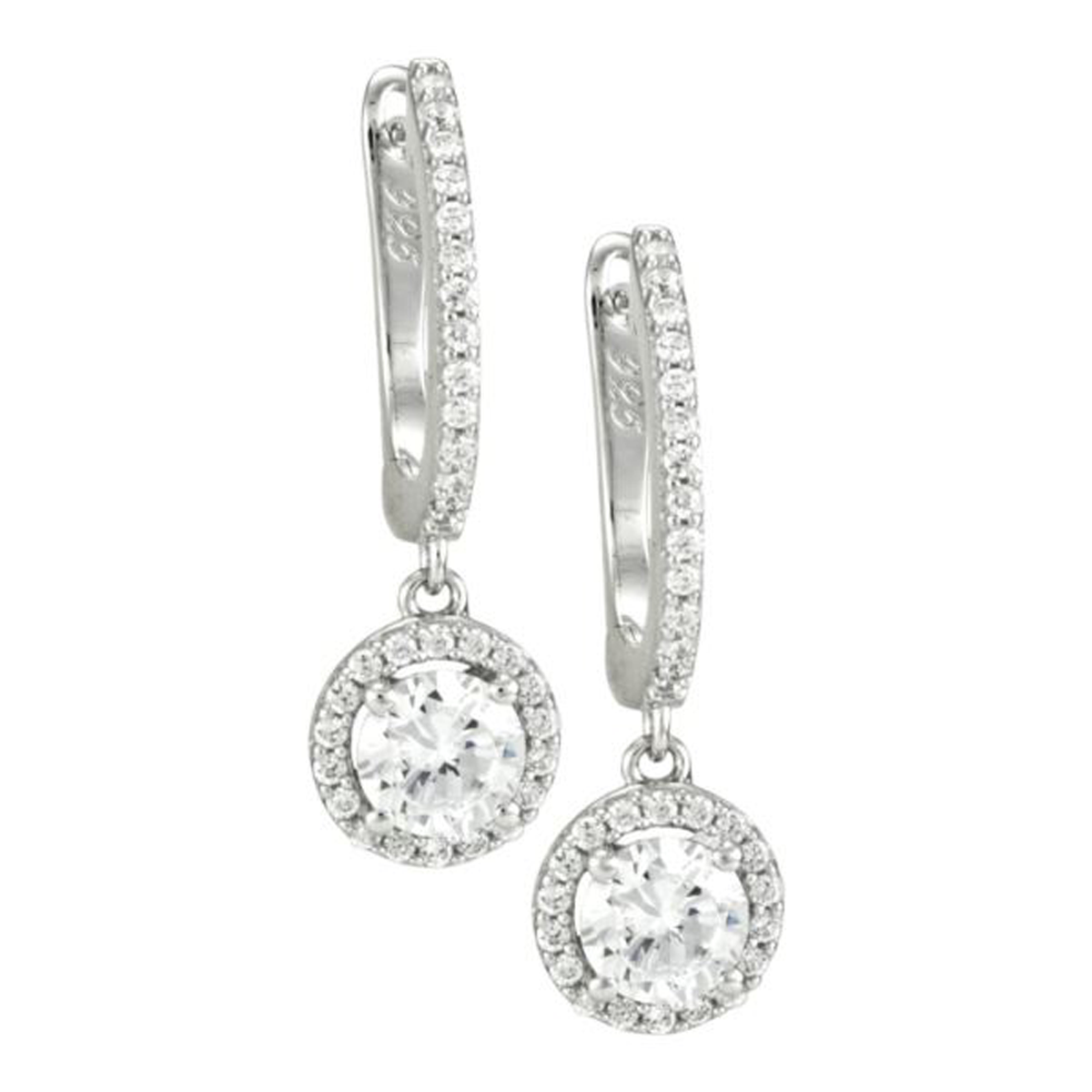 Sterling Silver Halo Dangle Earrings
