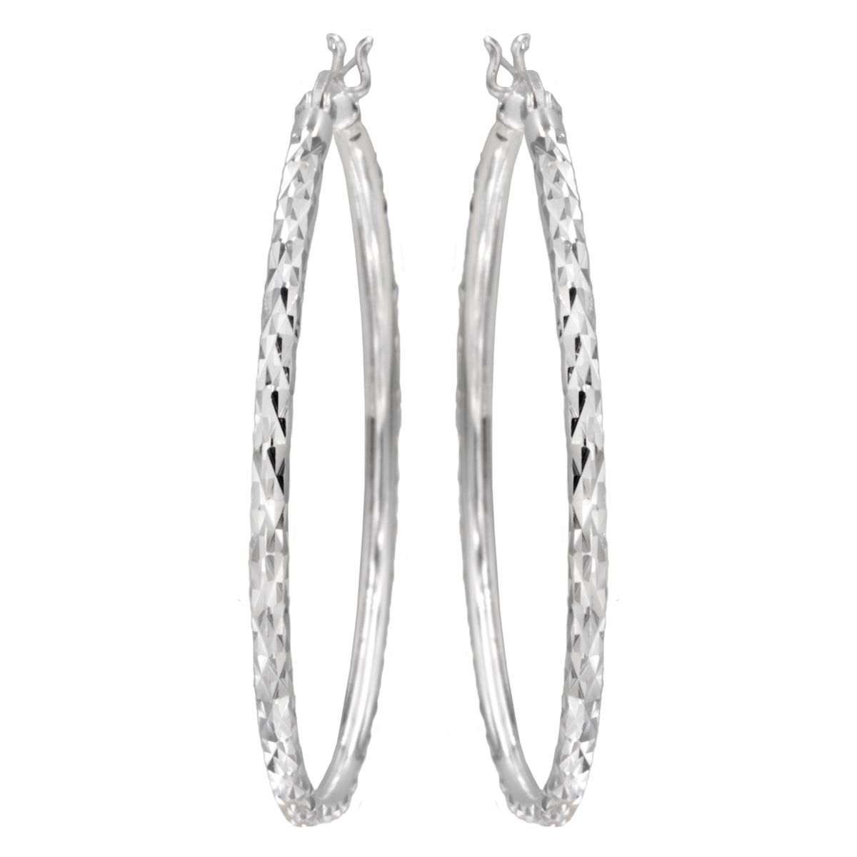 Sterling Silver Diamond Cut Hoop Earrings