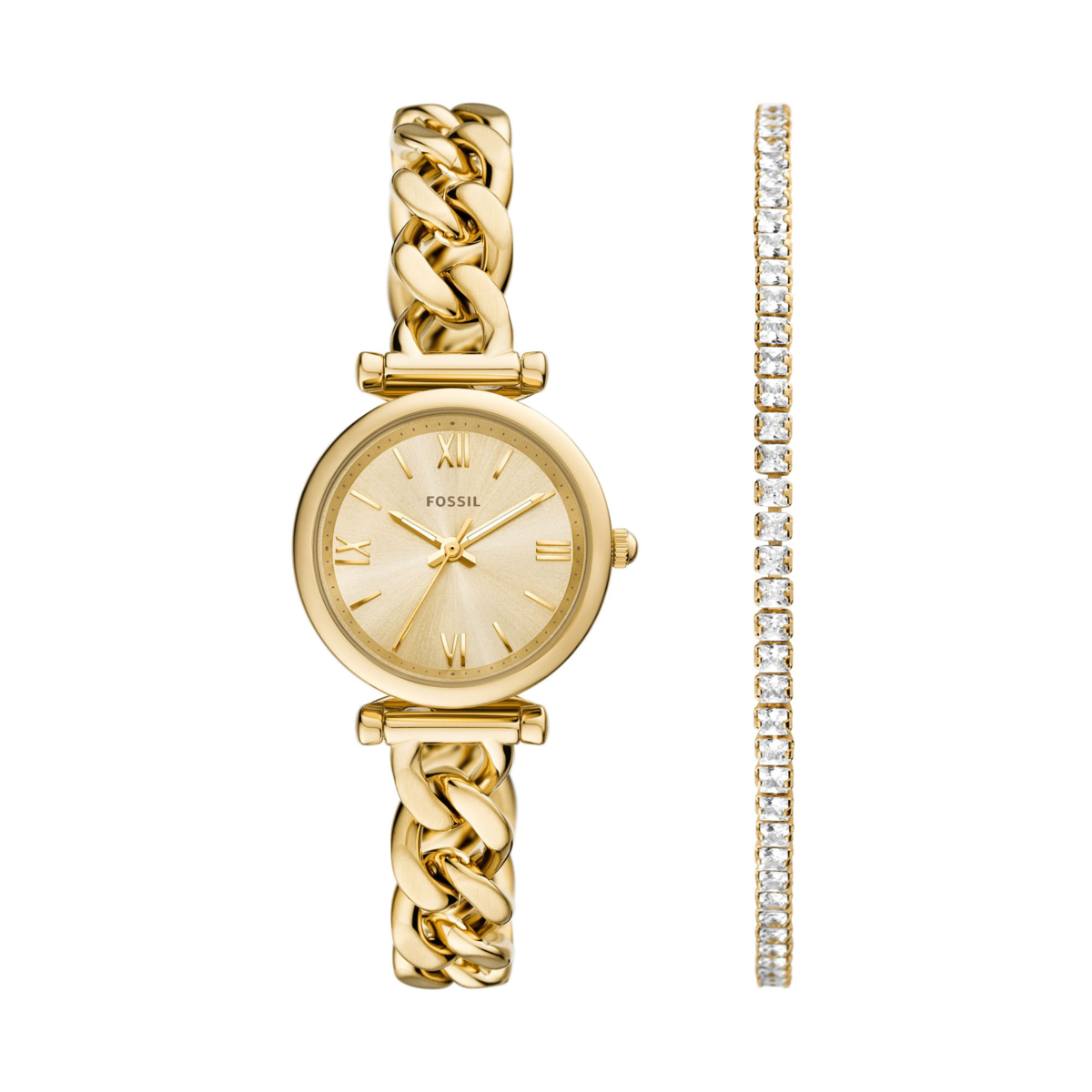 Women's Carlie Mini Three-Hand Gold-Tone Stainless Steel Watch and Bracelet Set