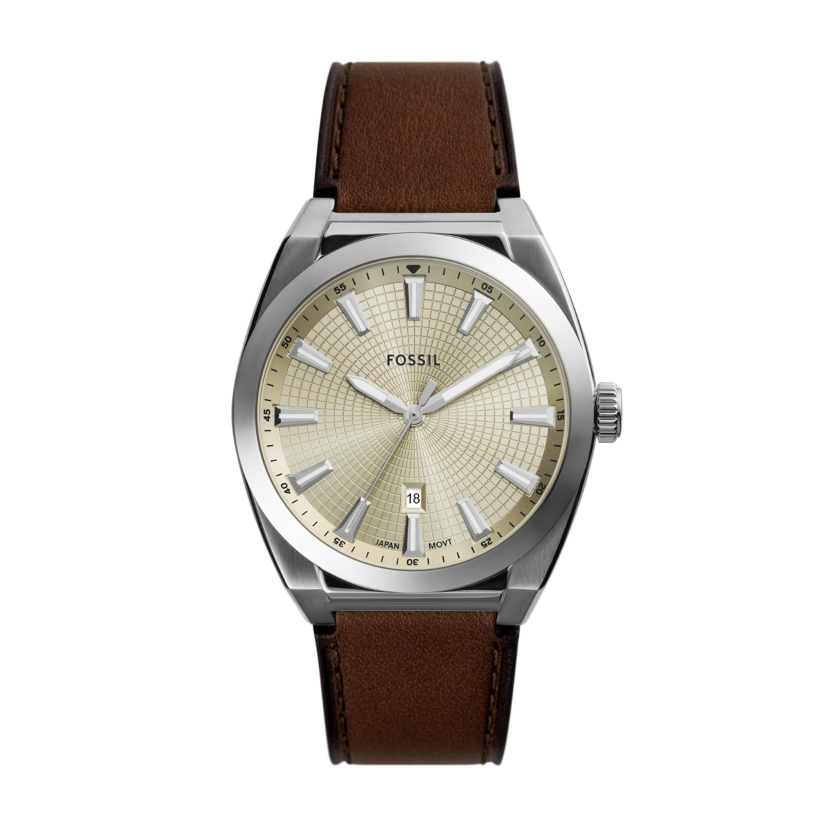 Men's Everett Three-Hand Date Brown Leather Watch