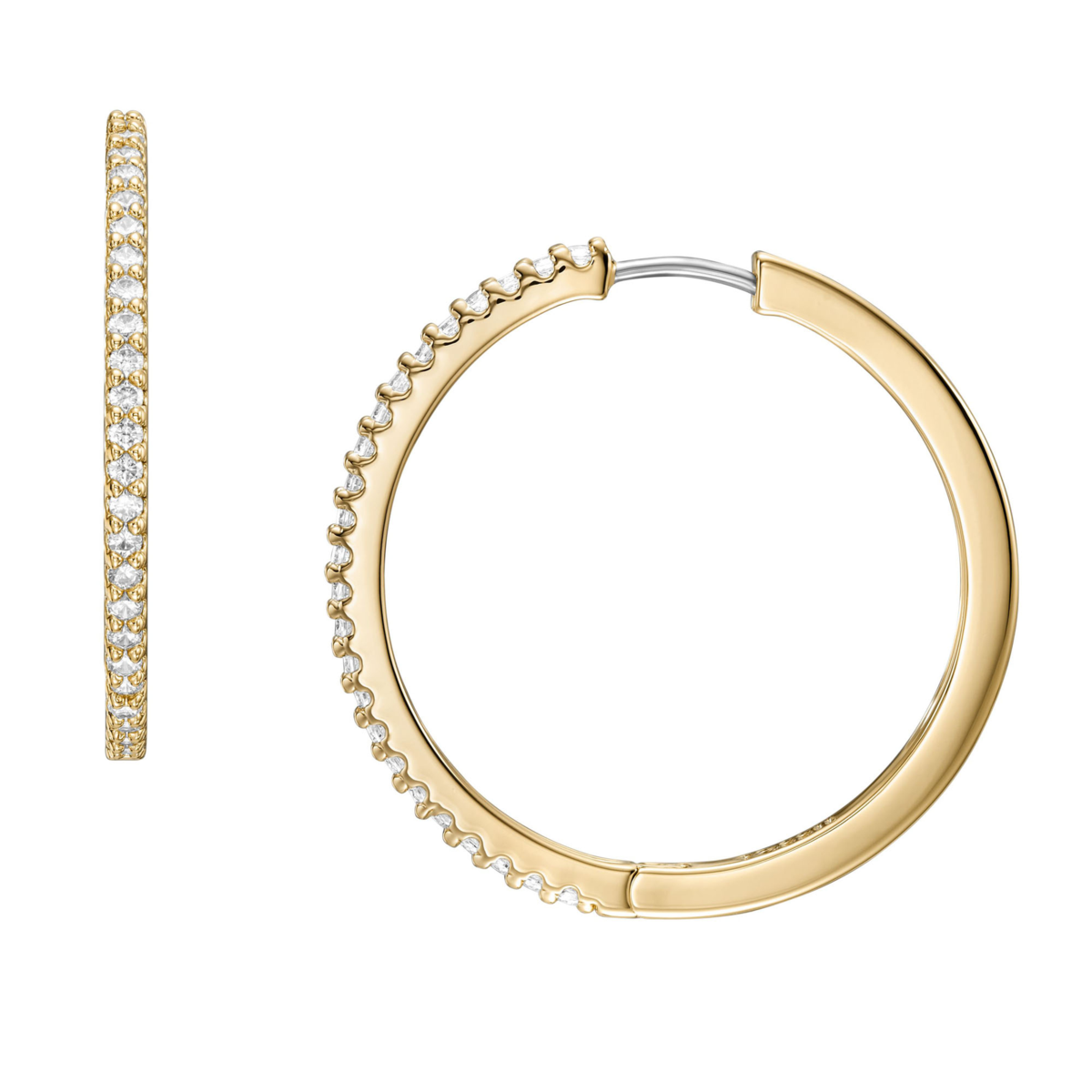 Ellis Pave Glitz Gold-Tone Brass Hoop Earrings