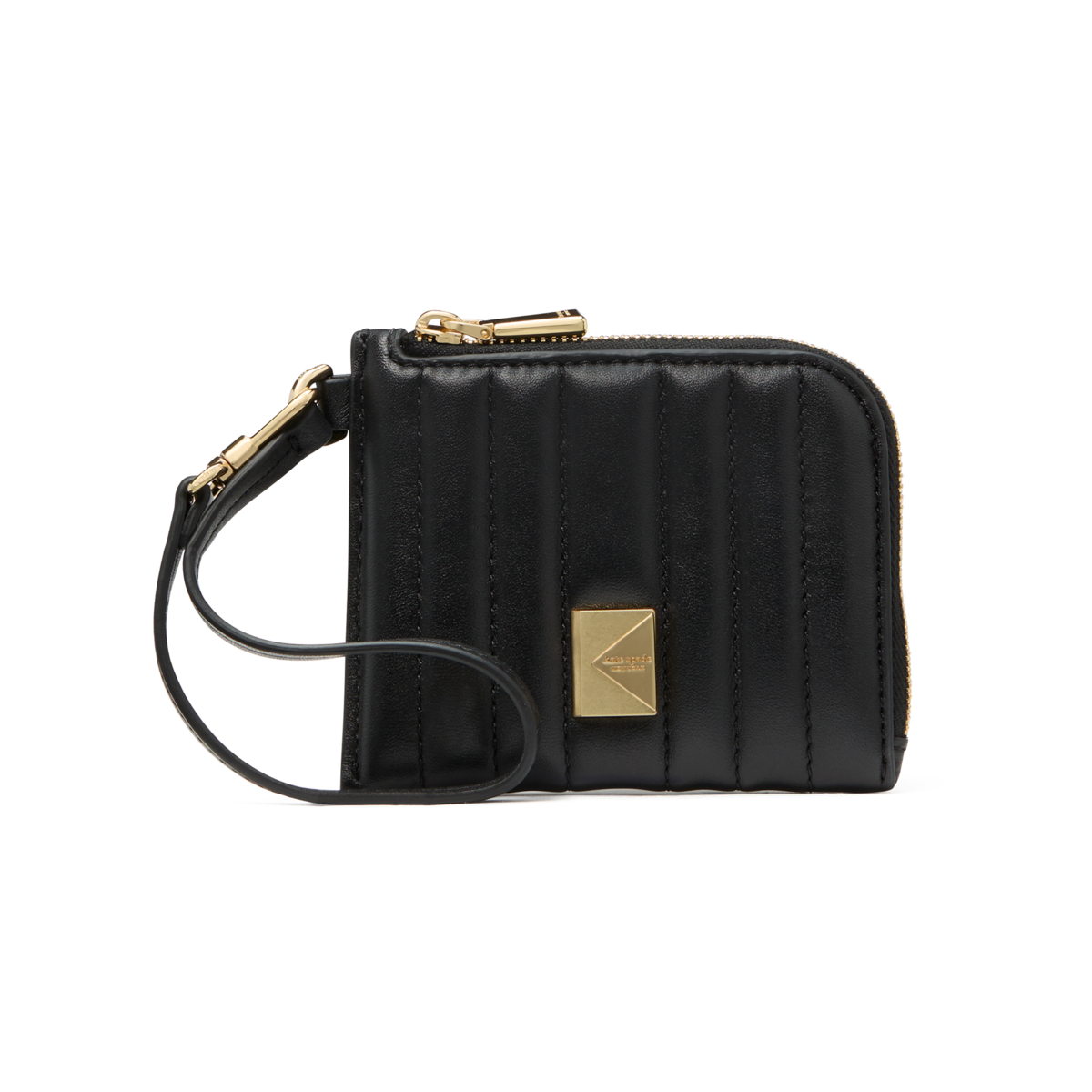 Deco Quilted Card Case Wristlet - Black