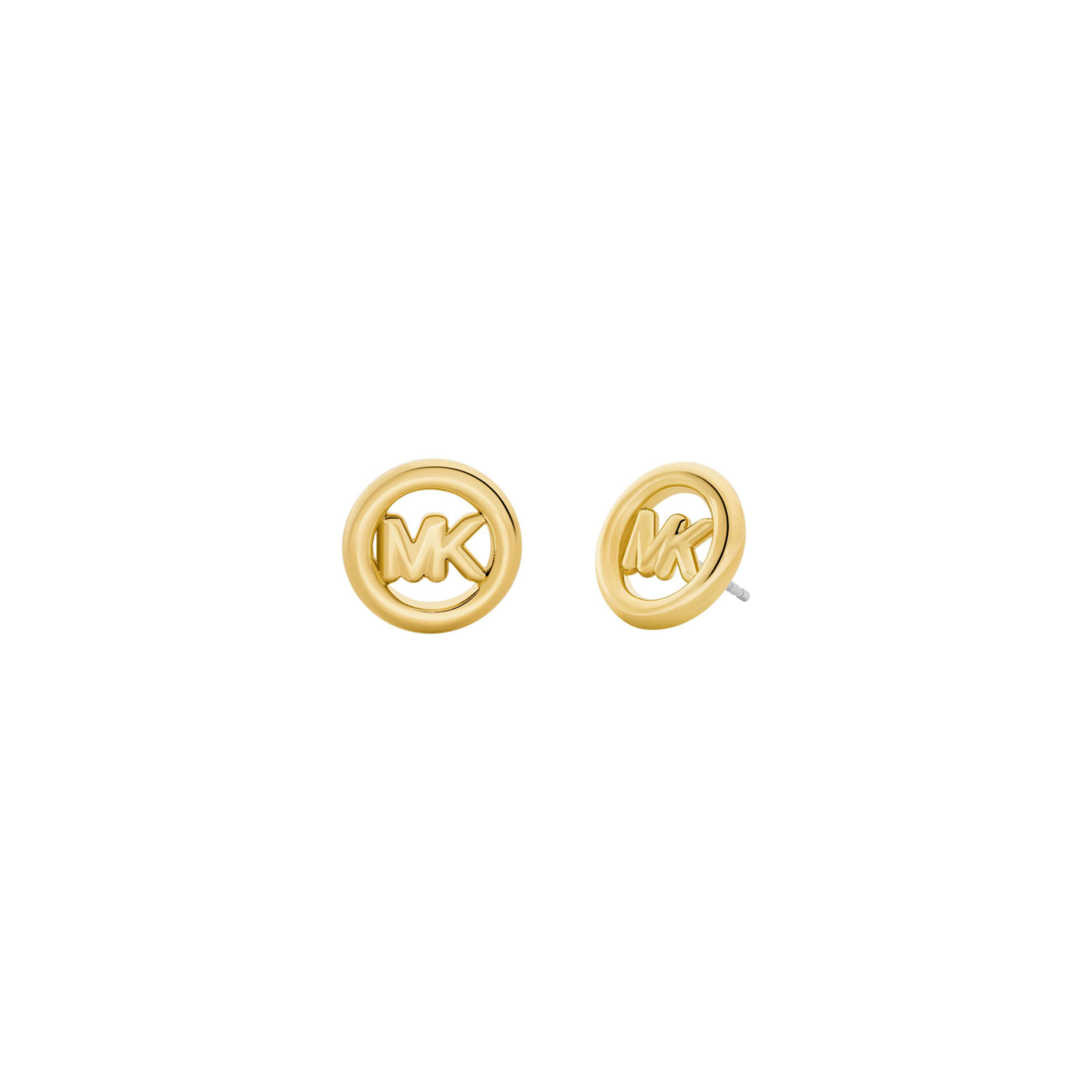Small Logo Charm Stud Earrings in Gold