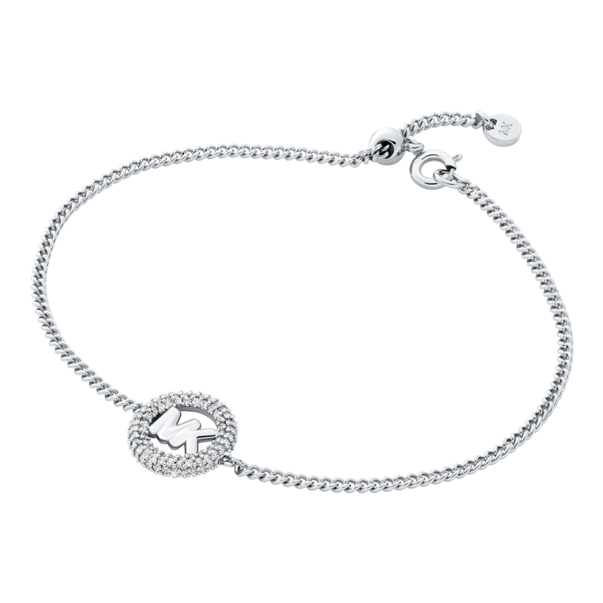 Logo Charm Slider Bracelet in Silver