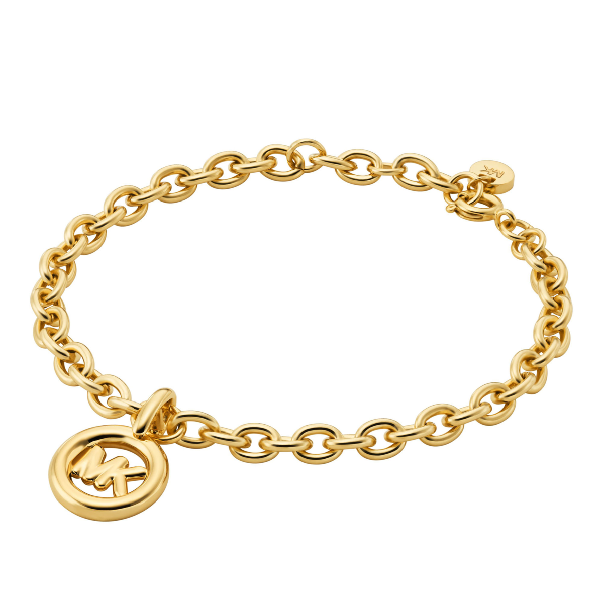 Logo Charm Chain-Link Bracelet in Gold