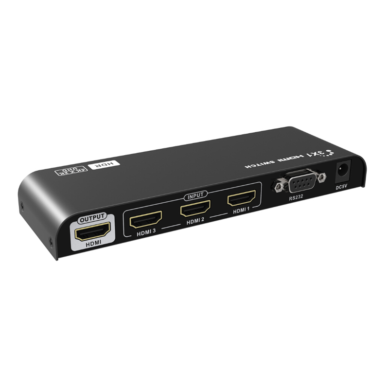 3×1 HDMI Switch 4Kx2K@60Hz HDR, Simultaneous Connection of Multiple HDMI Device, Support button, remote control, RS232