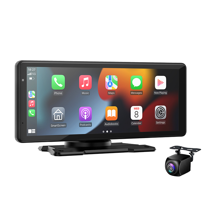 Speedex Multimedia 8.1 inch IPS Smart Touch Screen Portable Wireless Carplay &amp; Android Auto with 1080p Rear Camera/Built-in Speaker &amp; Microphone/GPS Navigation/Bluetooth/Mirror Link/AirPlay for Car