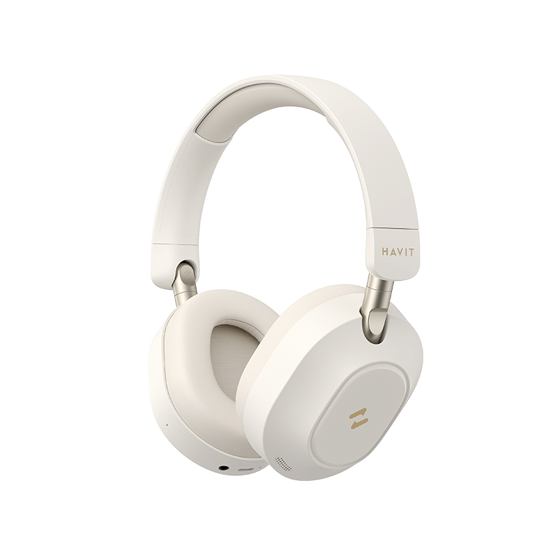 Havit H668BT LIFE NC01H Wireless Bluetooth V5.4 Active Noise Cancelling, Hi-Res Audio, Custom your Lifestyle with APP (Beige Color)