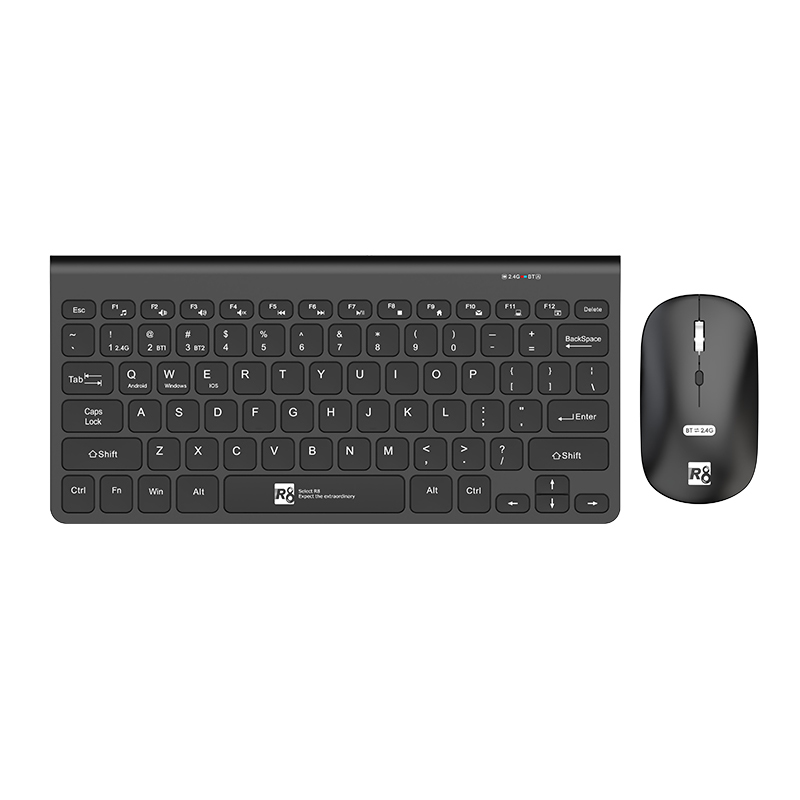 R8 GT103 Wireless Dual-Mode 2.4GHz+Bluetooth 78-Key Keyboard and Mouse Combo Set_Black