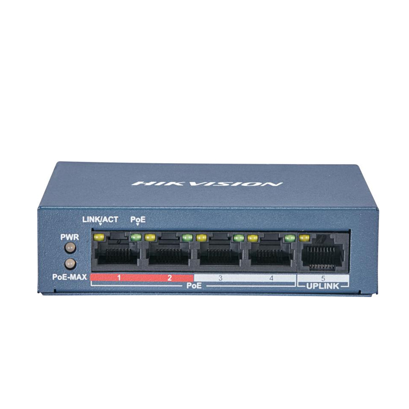 Hikvision DS-3E0105P-E 4 Port Fast Ethernet Unmanaged Long Range 35W POE+ Switch