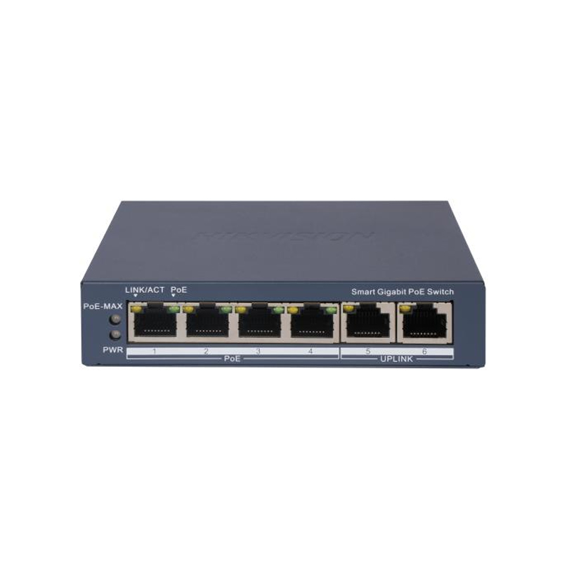 Hikvision DS-3E1506P-EI 4 Port Gigabit Smart Managed Long Range 60W POE+ Switch
