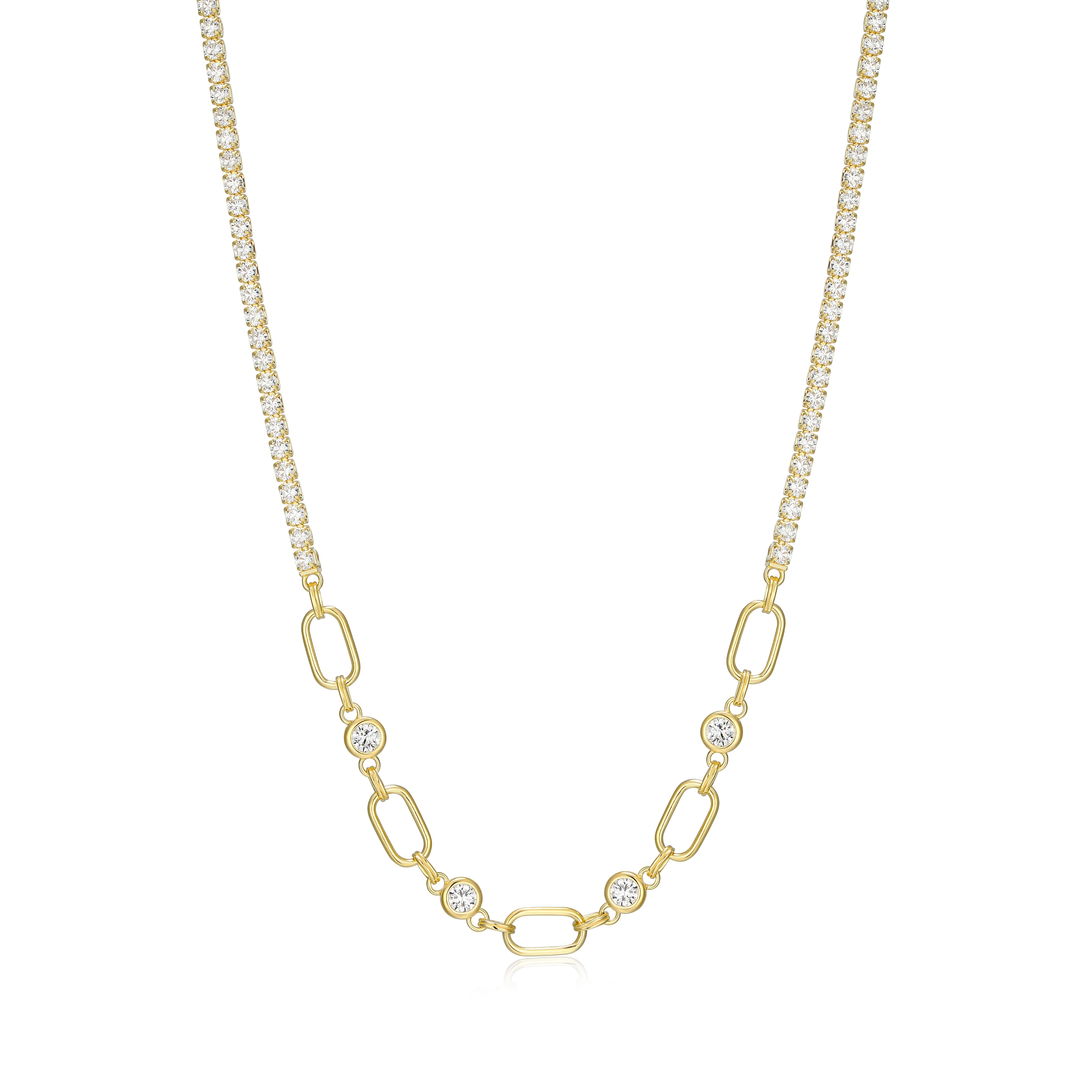 RN0189 - Oval Link & Tennis Necklace