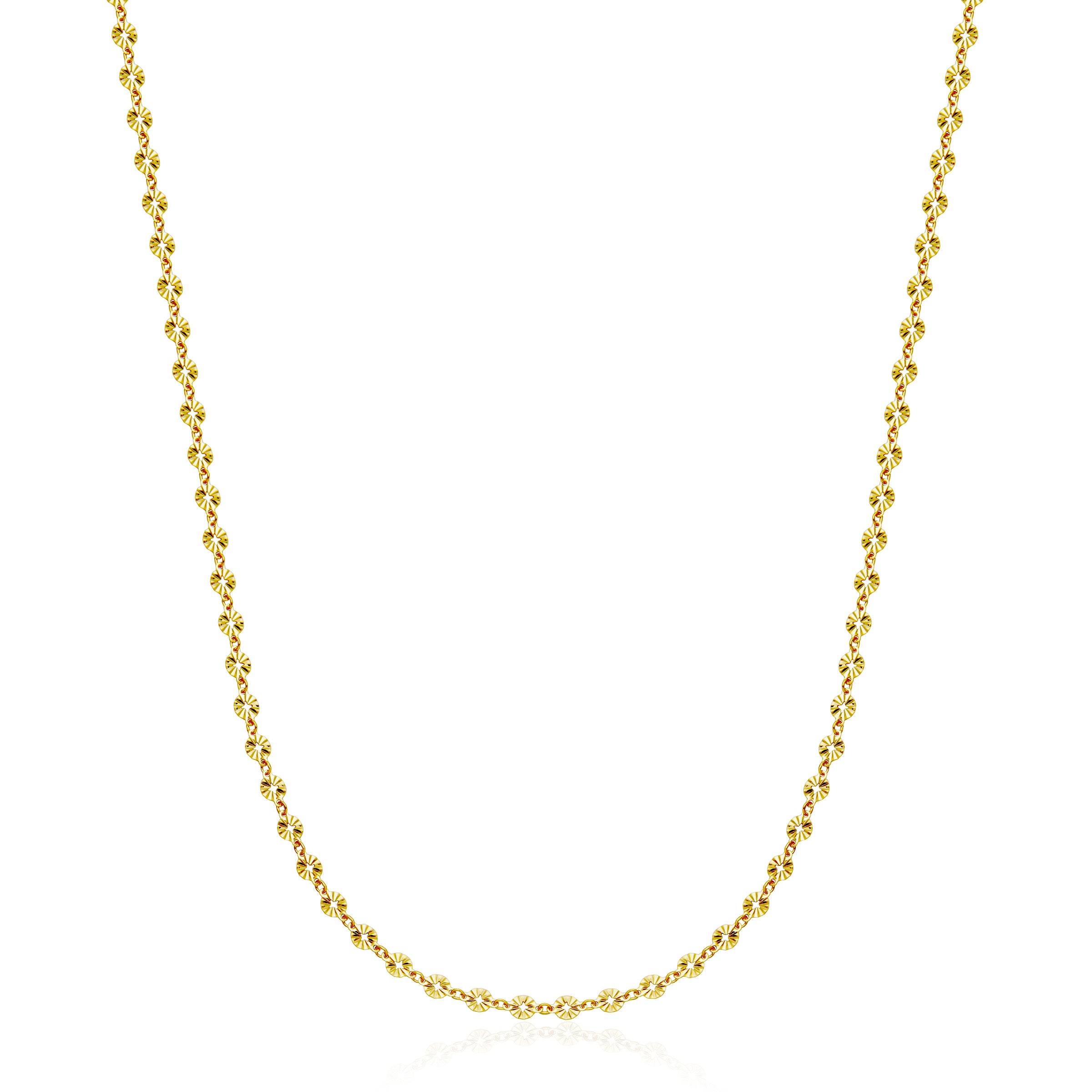 Diamond-Cut Round Petal 4Mm Chain Necklace In Sterling Silver With 18K Gold Plating. 16+2".