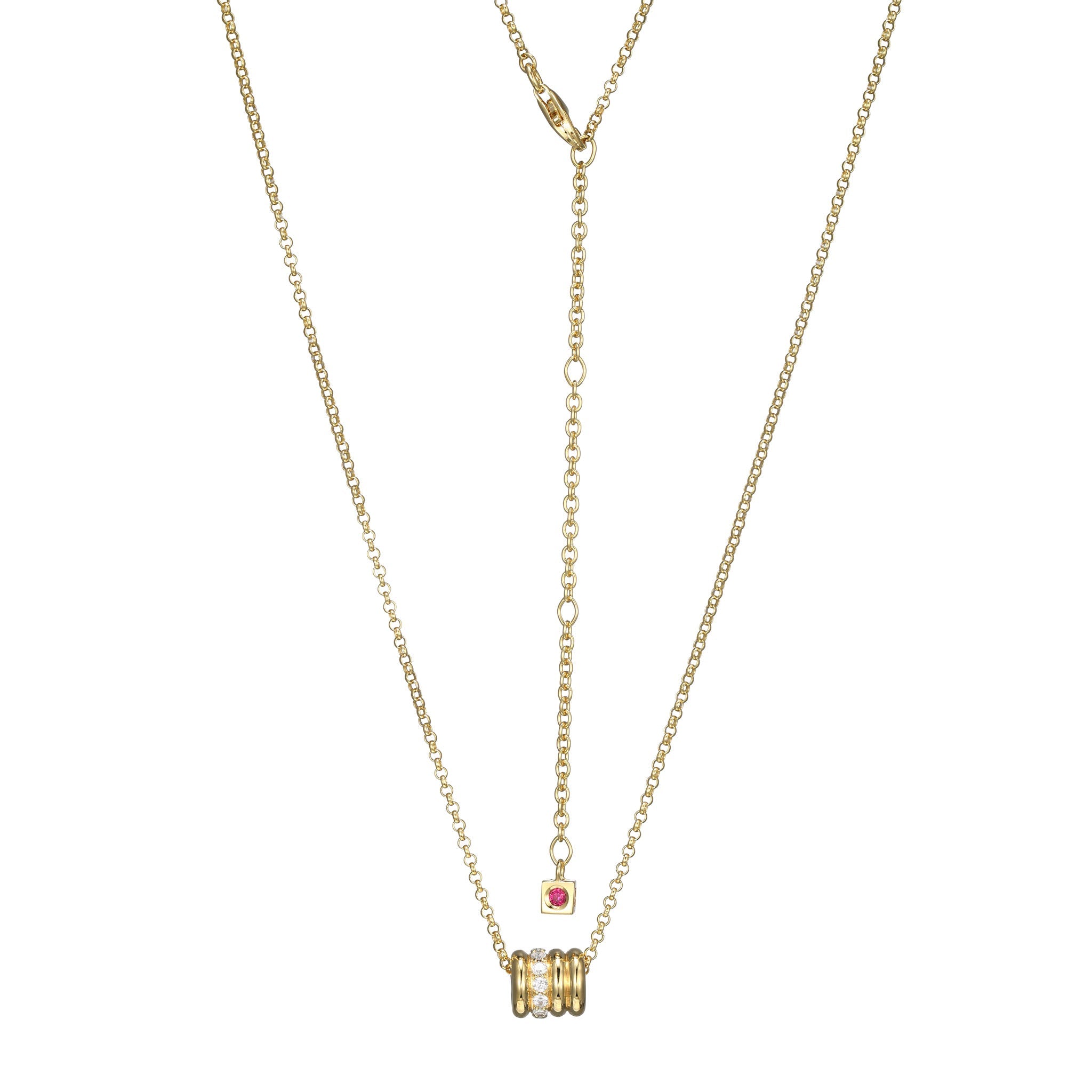 This Goddess Collection Necklace Features Sparkling Cubic Zirconia Stones Set In 18K Gold-Plated Sterling Silver. The 17" Rolo Chain Includes A 3" Extender For Adjustable Length.