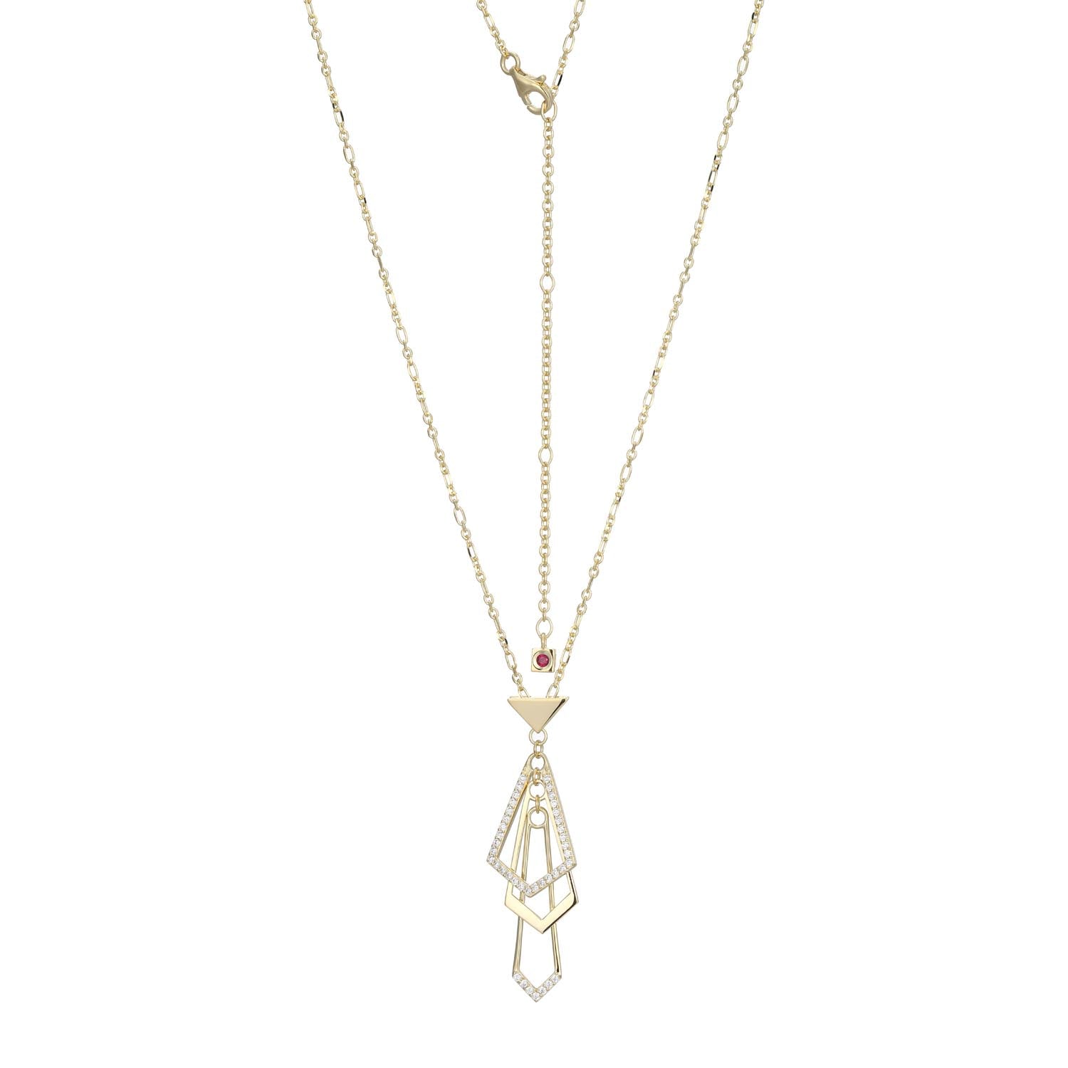 Enhance Your Style With This Stunning Art Deco Collection Necklace. Featuring Sparkling Cubic Zirconia Stones, It Is Crafted From 18K Gold-Plated Sterling Silver For A Luxurious Touch. The 16" Cable Chain With A 3" Extender Adds Versatility.