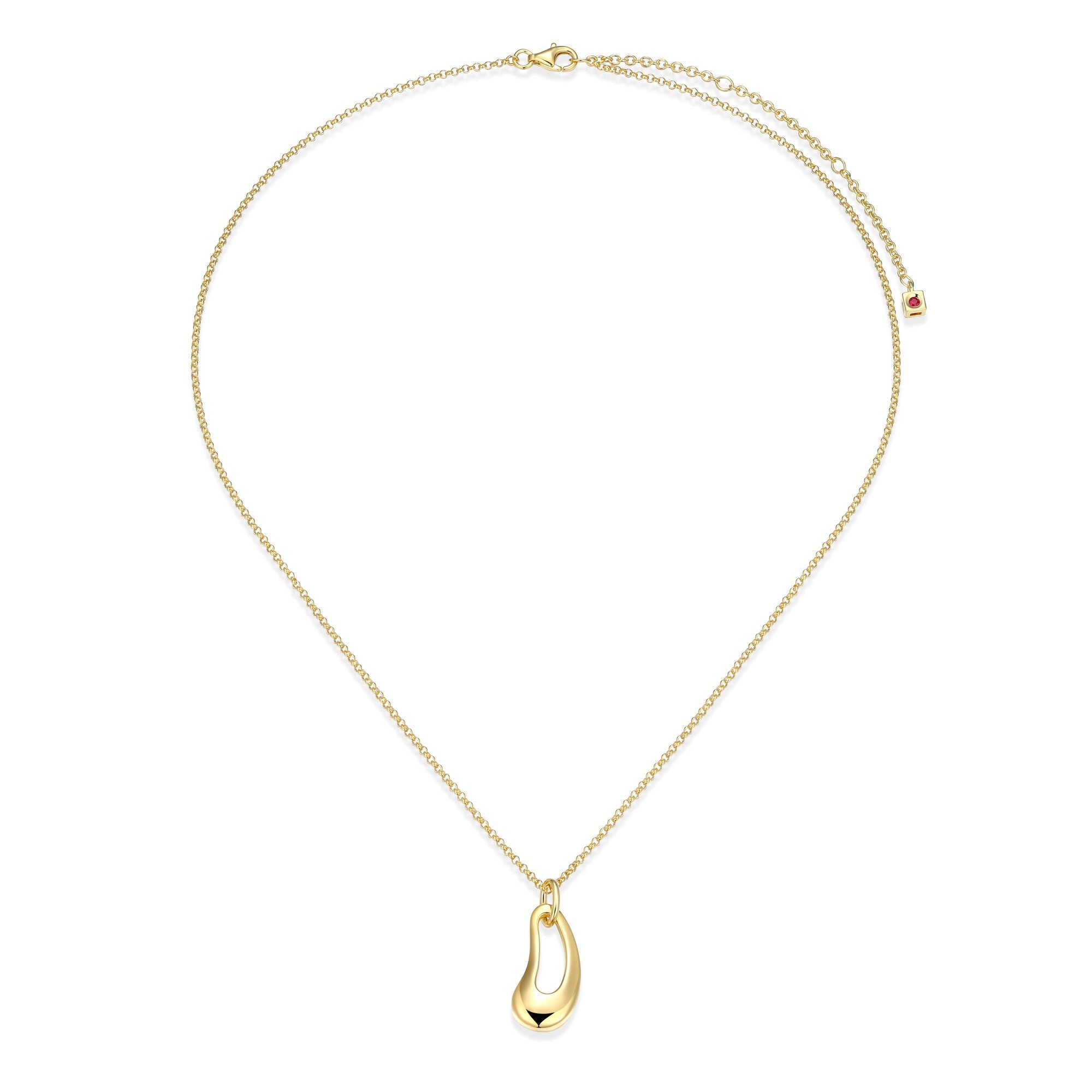 Sterling Silver Elle "Oasis" Yellow Gold Plated Necklace  #020 Rolo (1.5Mm From M441)Chain 17" Extension 3"