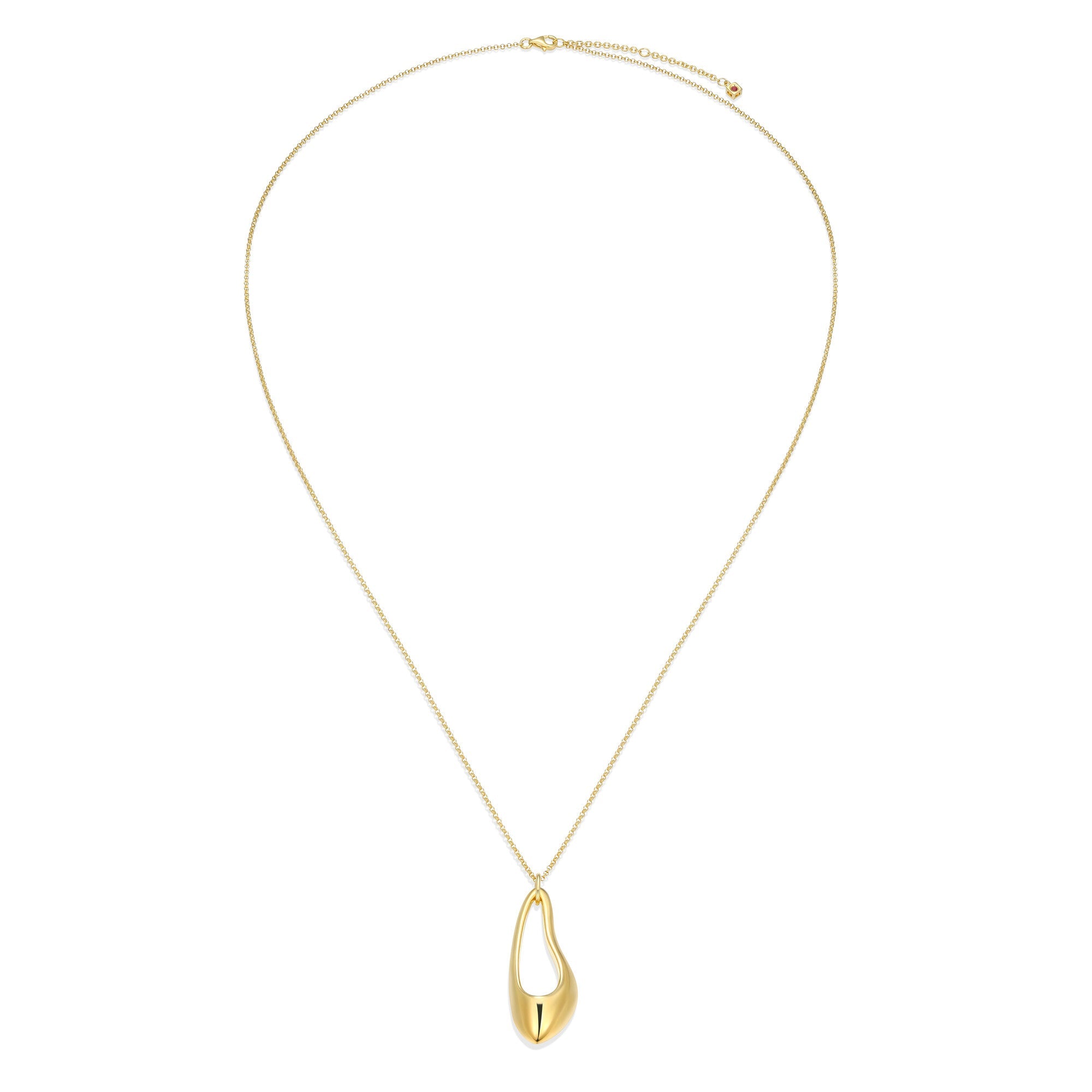 Sterling Silver Elle "Oasis" Yellow Gold Plated Necklace  #020 Rolo Chain 28" Extension 2"