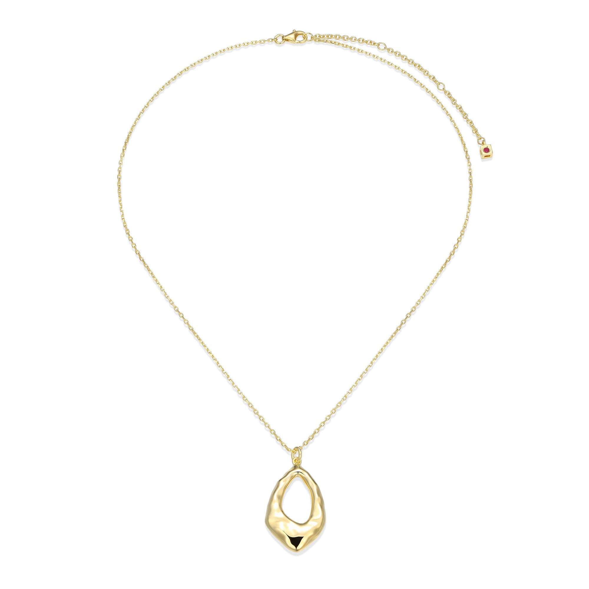 Sterling Silver Elle "Celeste" Yellow Gold Plated Necklace 1.3*2.3Mm Faceted Crossed Diamond Cut Chain 17" Extension 3"