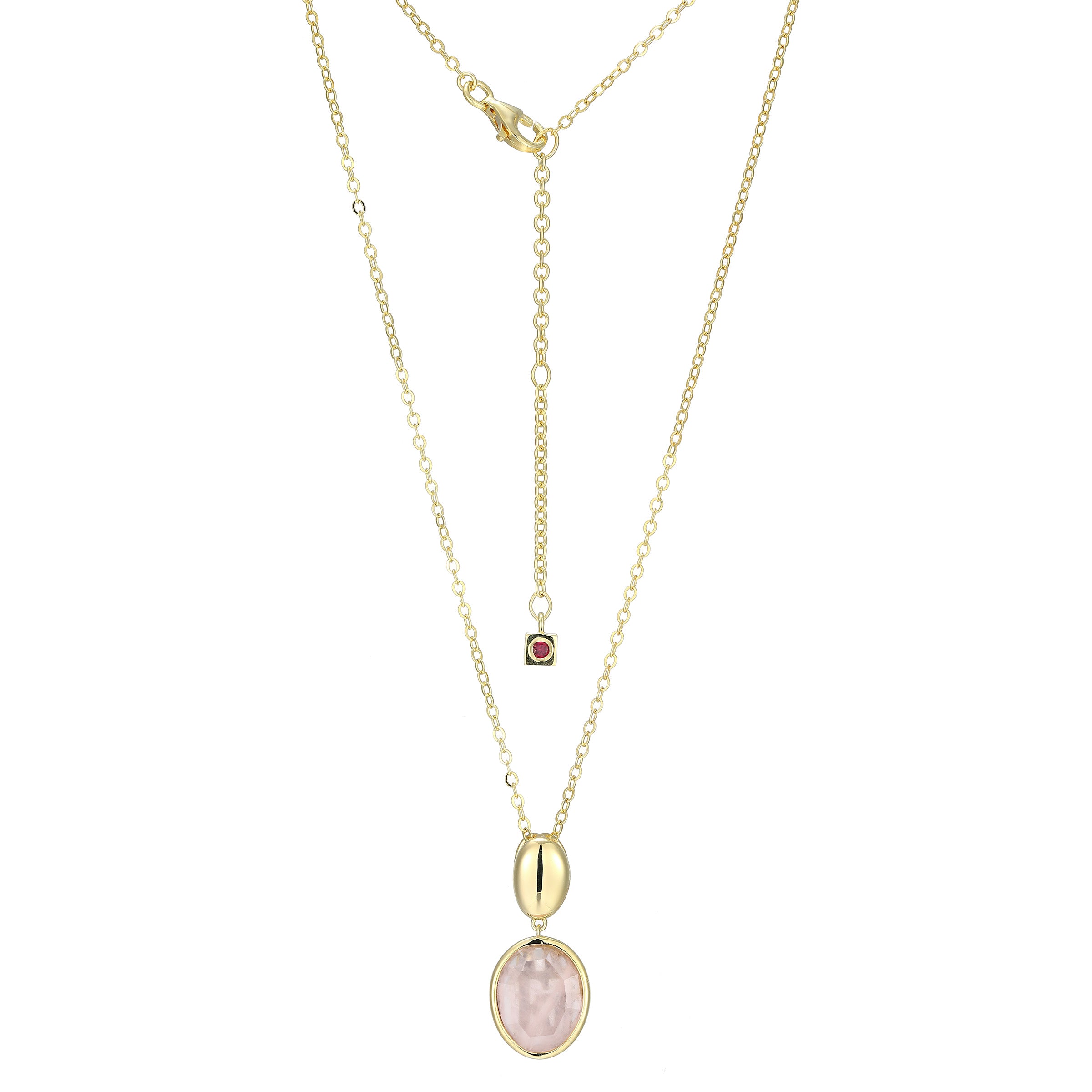 LN0240 - Riviere Rose Quartz Pendant Necklace
