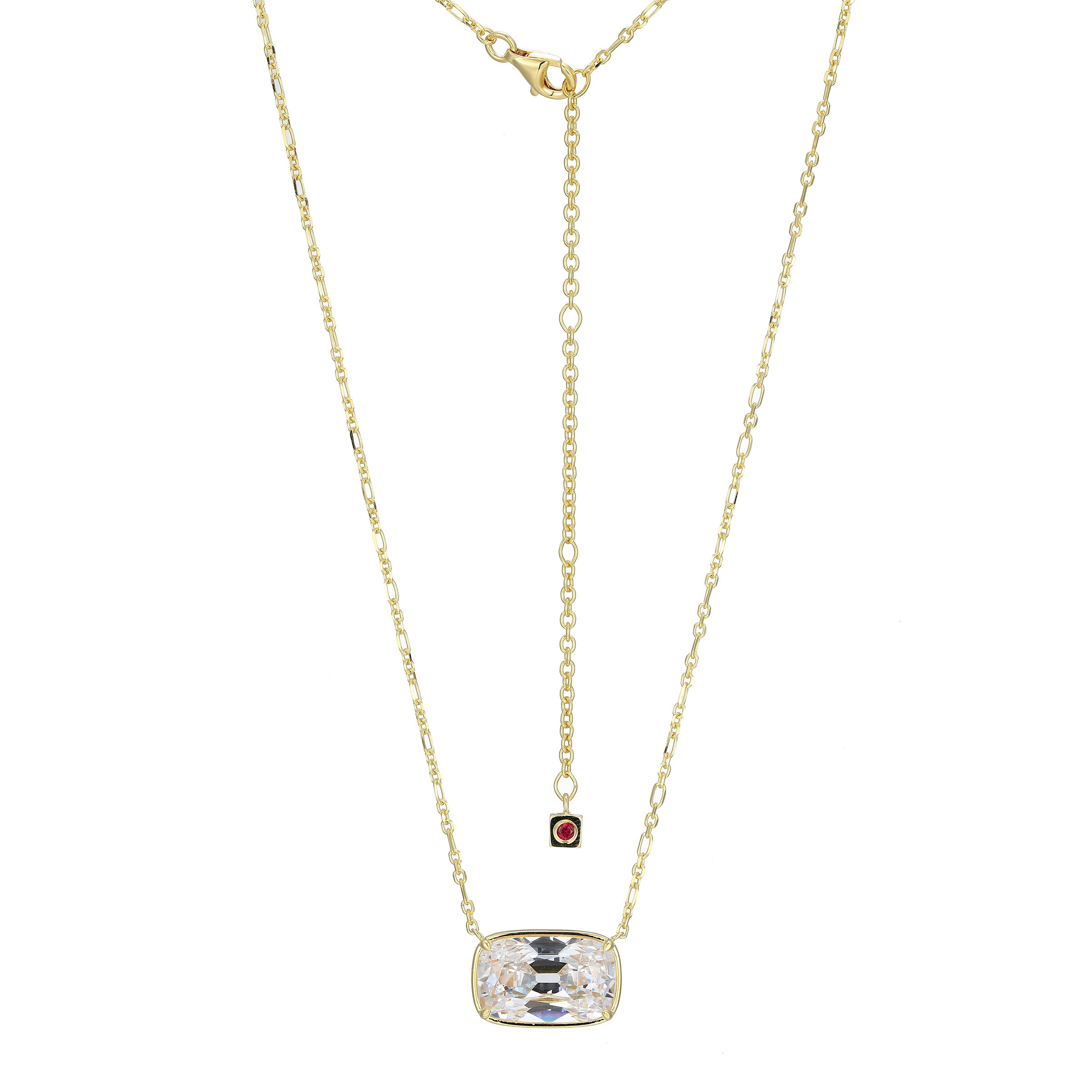 LN0270 - Serenelle Old-Mine-Cut Emerald Cushion Necklace