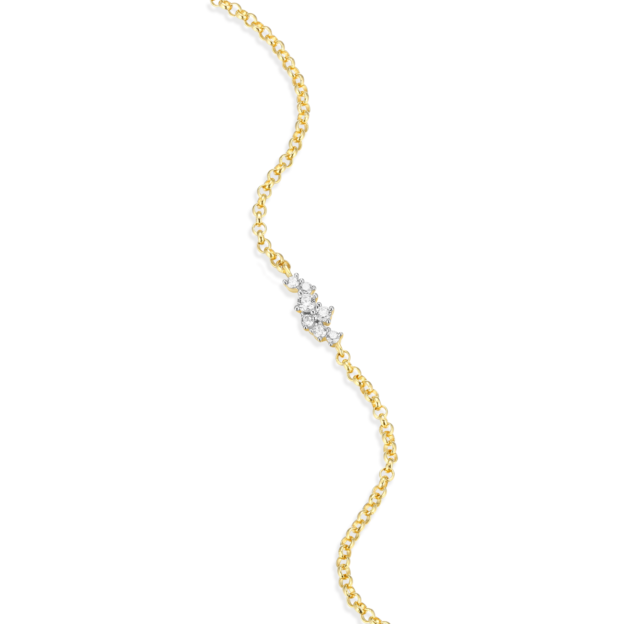 BB0052Y - Scattered Lab-Created Diamond Bolo Bracelet in 14K Yellow Gold-Plated Sterling Silver