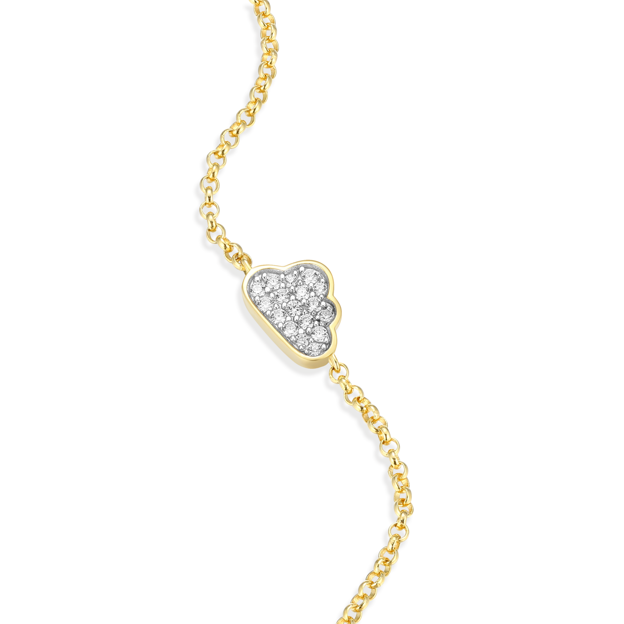 BB0045Y - Silver Lining Cloud Bolo Bracelet in 14K Yellow Gold-Plated Sterling Silver