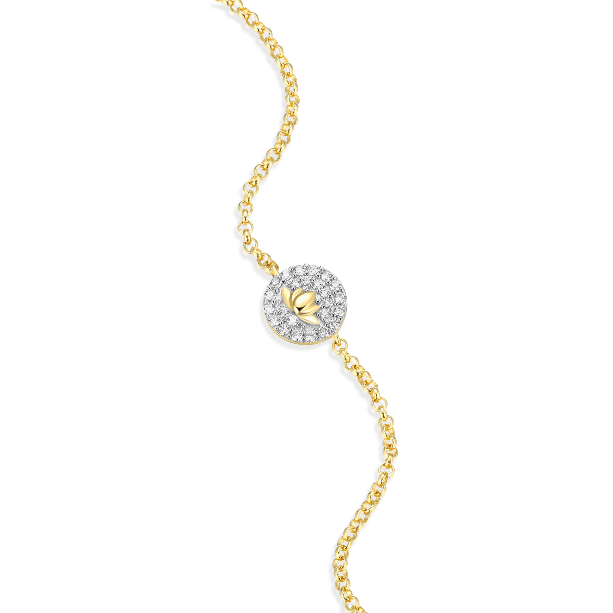 BB0025Y - Lotus Tag Bolo Bracelet in 14K Yellow Gold-Plated Sterling Silver