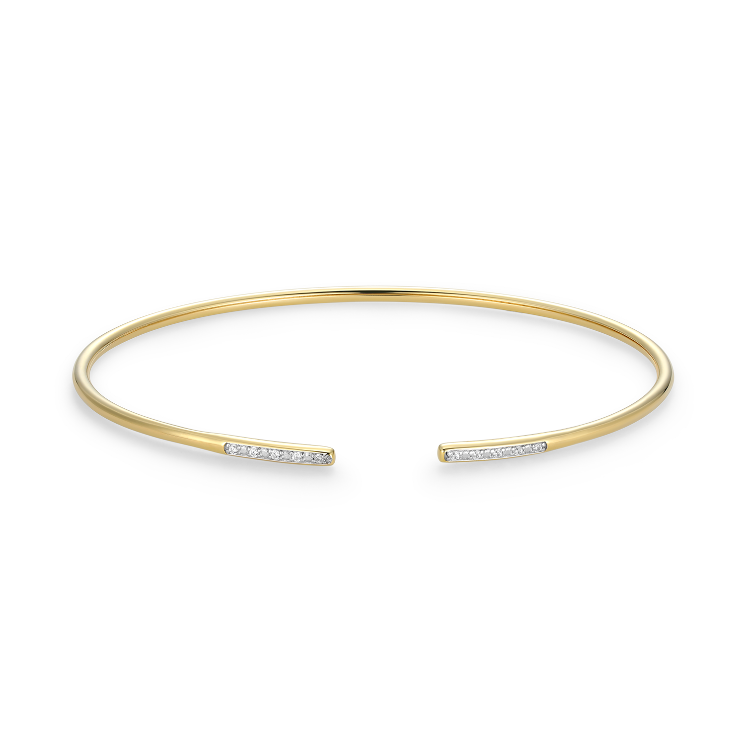 BB0178Y - Pave Minimalist Lab-Created Diamond Flex Cuff Bracelet in 14K Gold & Rhodium-Plated Sterling Silver